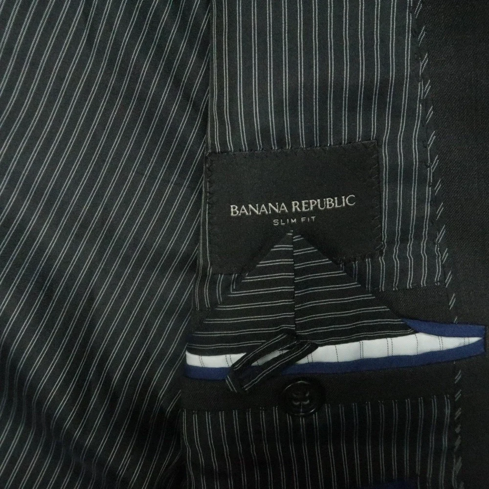 Banana Republic‎ Blazer Men 42L Dark Charcoal Wool Slim Fit Sport Coat